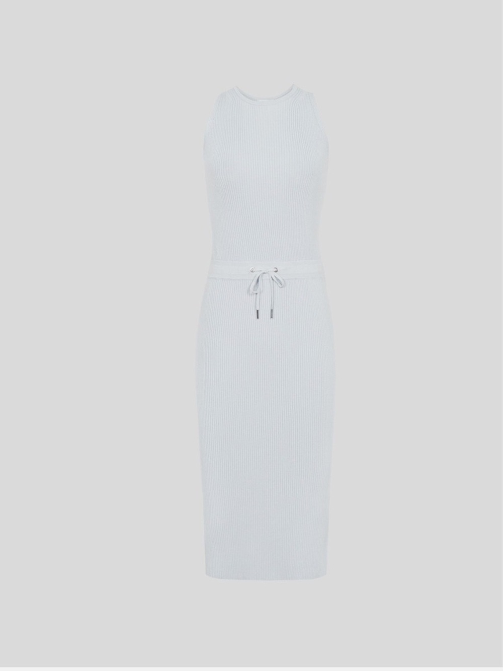 REISS Josephine Ribbed Knit Tank Midi Dress In Light Blue